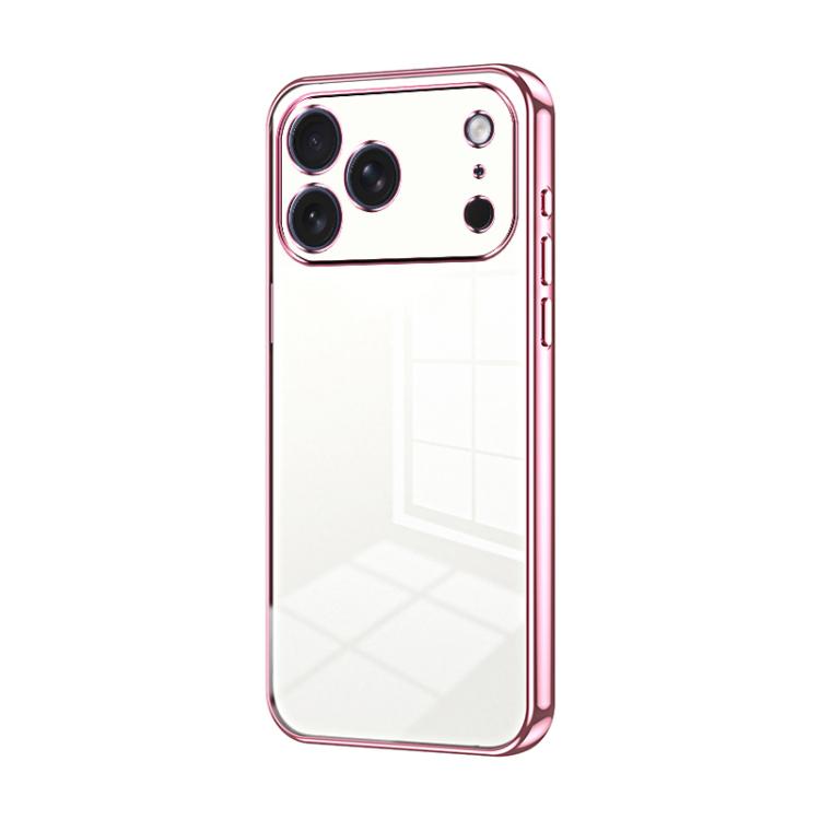 For iPhone 17 Pro Max Transparent Plating Fine Hole Phone Case(Pink)