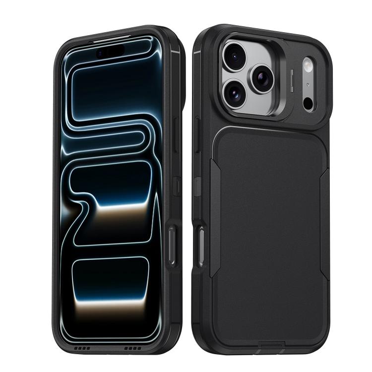 For iPhone 17 Pro Max Traveler Lens Frame Holder Phone Case(Black)