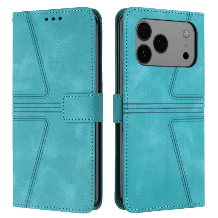 For iPhone 17 Pro Max Triangle Solid Color Leather Phone Case(Green)