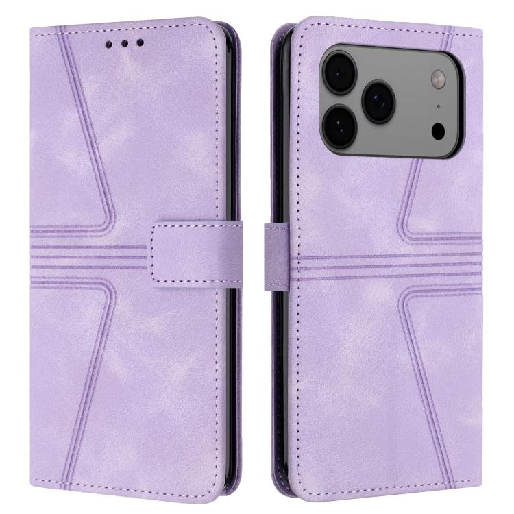 For iPhone 17 Pro Max Triangle Solid Color Leather Phone Case(Purple)