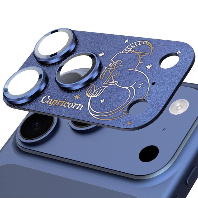 For iPhone 17 Pro Max Twelve Constellations Armor Integrated Full-Coverage Frosted Metal Camera Lens Film, Zodiac:Capricorn(Blue)