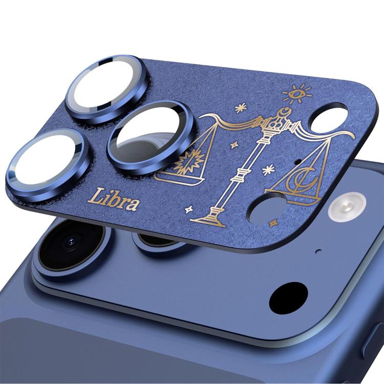 For iPhone 17 Pro Max Twelve Constellations Armor Integrated Full-Coverage Frosted Metal Camera Lens Film, Zodiac:Libra(Blue)