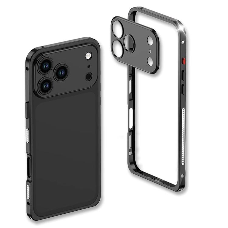 For iPhone 17 Pro Max Ultra-Thin Alloy Metal Frame Shockproof Phone Case with  Lens Frame(Black)