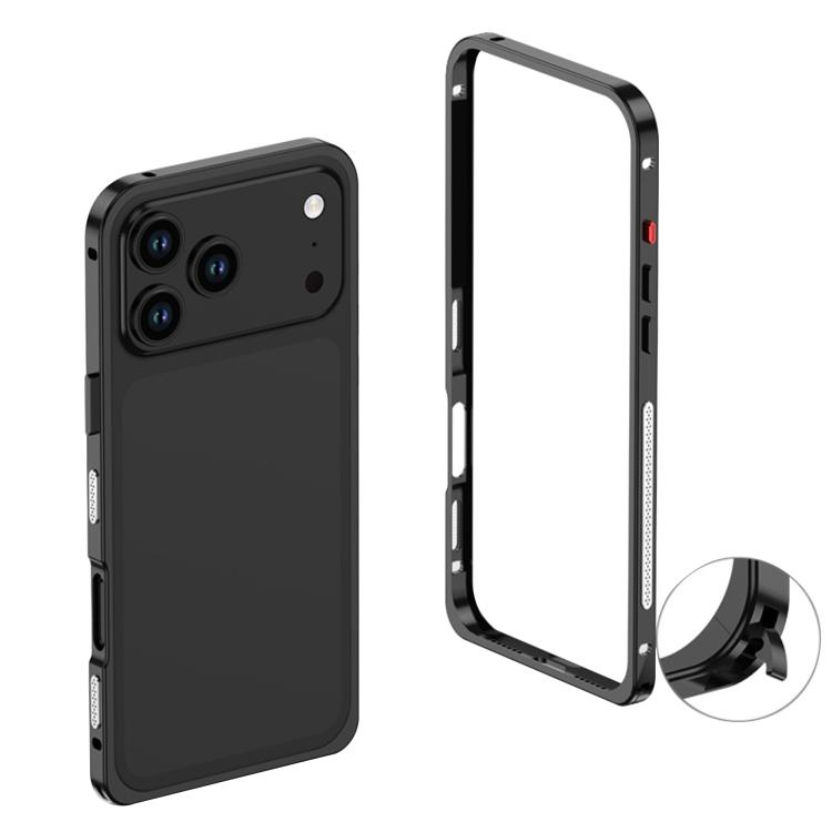 For iPhone 17 Pro Max Ultra-Thin Alloy Metal Frame Shockproof Phone Case(Black)