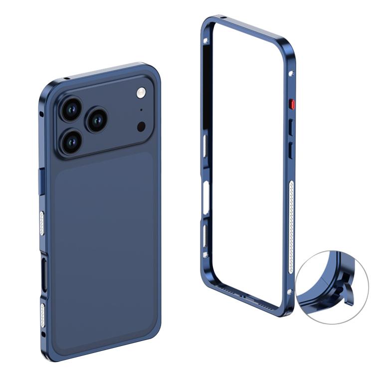 For iPhone 17 Pro Max Ultra-Thin Alloy Metal Frame Shockproof Phone Case(Blue)
