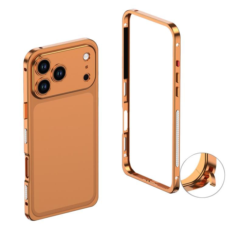 For iPhone 17 Pro Max Ultra-Thin Alloy Metal Frame Shockproof Phone Case(Orange)
