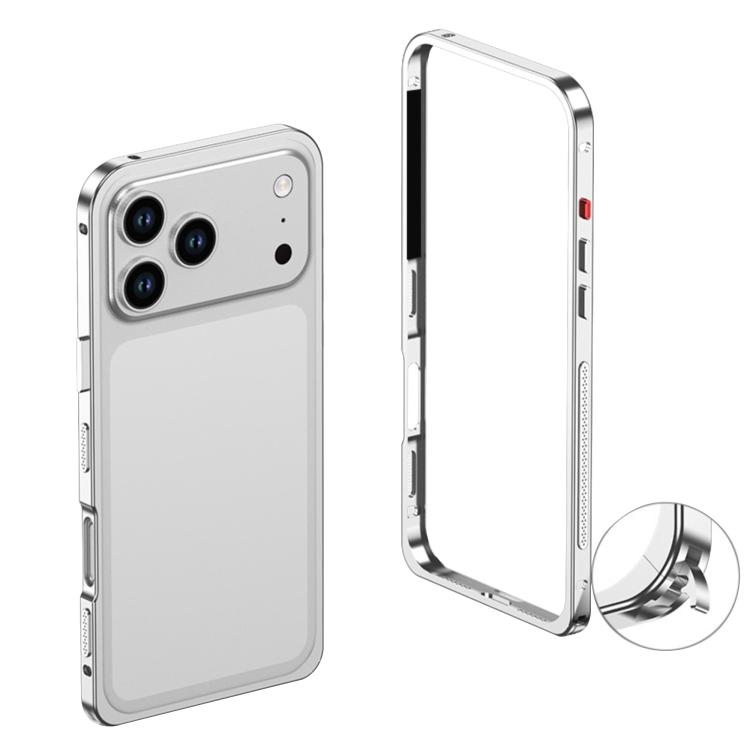 For iPhone 17 Pro Max Ultra-Thin Alloy Metal Frame Shockproof Phone Case(Silver)