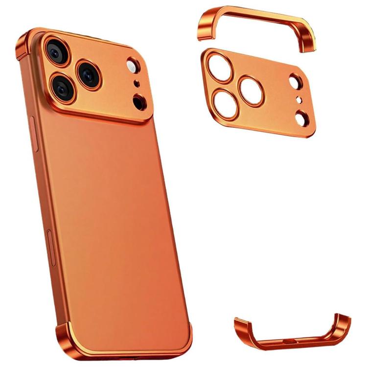 For iPhone 17 Pro Max Ultra-thin Frameless Titanium Alloy Four Corner Shockproof Phone Case(Orange)