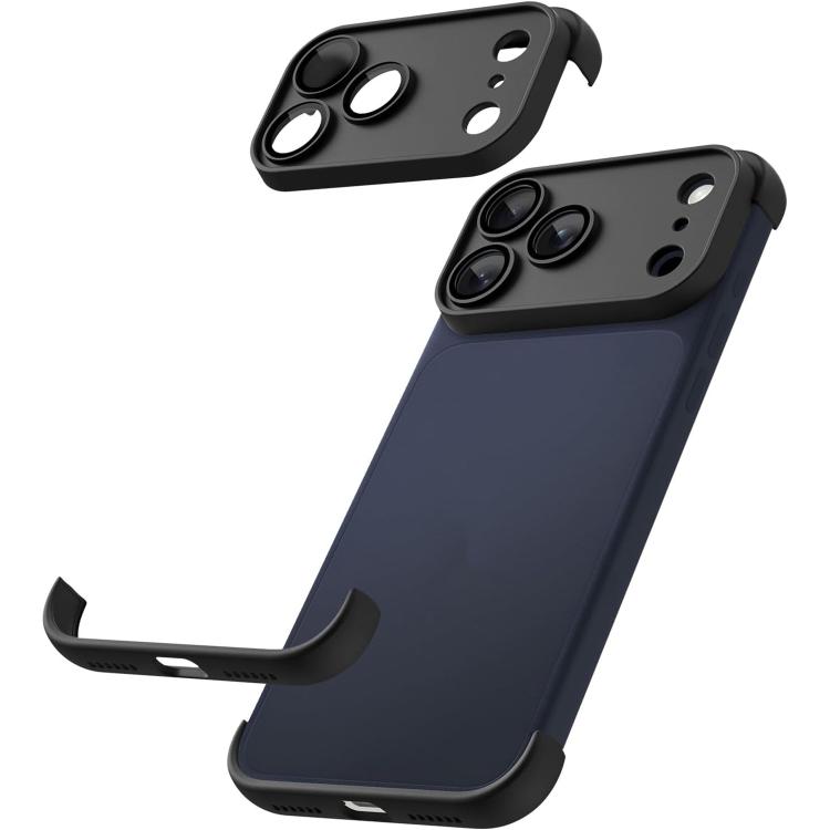 For iPhone 17 Pro Max Ultra-thin Frameless TPU Four Corner Airbags Shockproof Phone Case with Lens Film(Black)