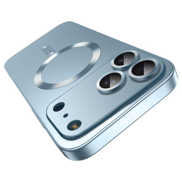 For iPhone 17 Pro Max Ultra thin Metallic TPU MagSafe Phone Case with Lens Film(Sierra Blue)
