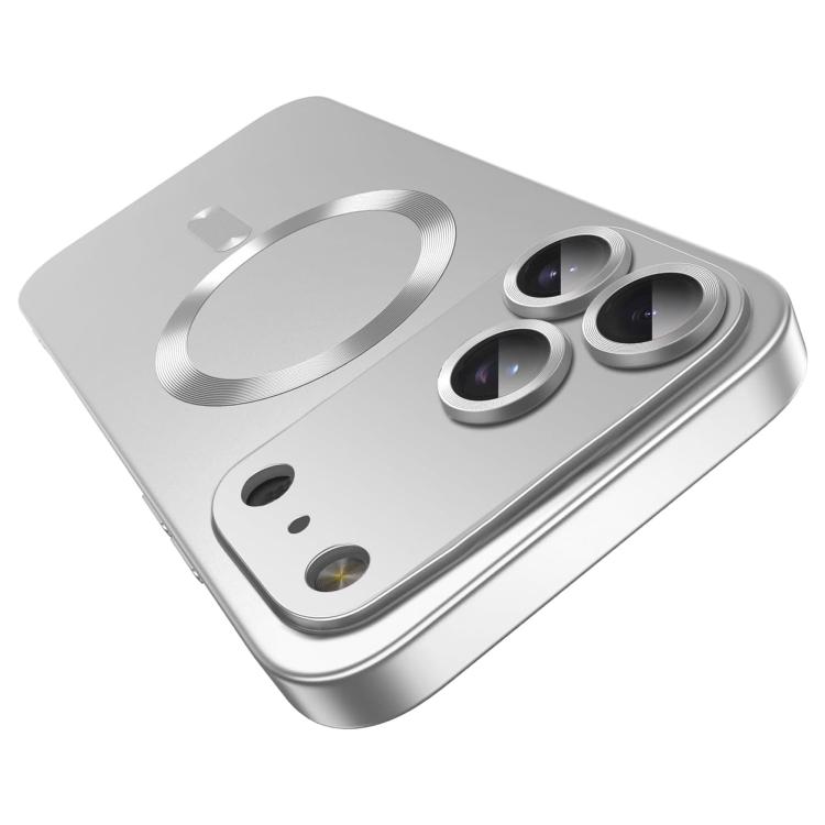 For iPhone 17 Pro Max Ultra thin Metallic TPU MagSafe Phone Case with Lens Film(Silver)