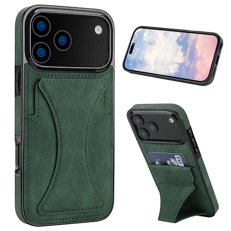 For iPhone 17 Pro Max Ultra-thin Shockproof Phone Protective Case with Holder(Green)