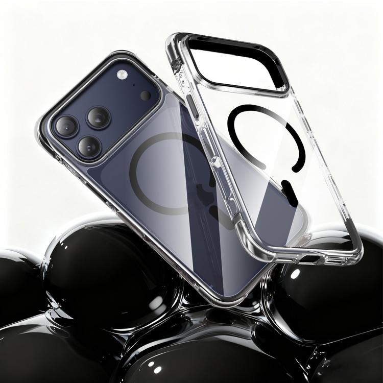 For iPhone 17 Pro Max Vacuum Airbag TPU + Acrylic Magnetic Shockproof Phone Case(Black)