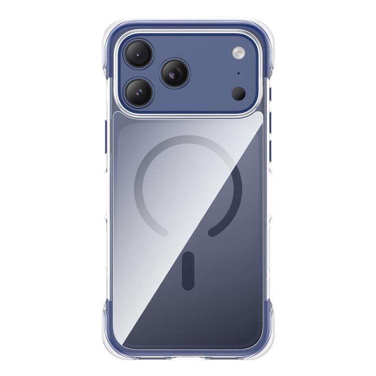 For iPhone 17 Pro Max Vacuum-Sealed Transparent Airbag Magnetic Acrylic Phone Case(Blue)