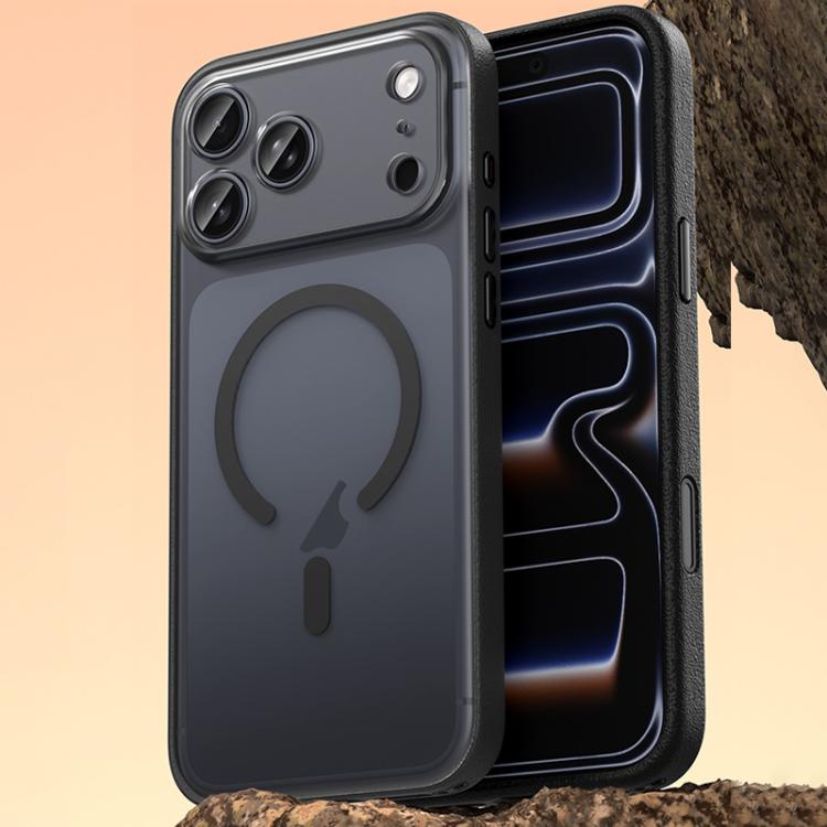 For iPhone 17 Pro Max Vegan Leather Magnetic Phone Case(Black)