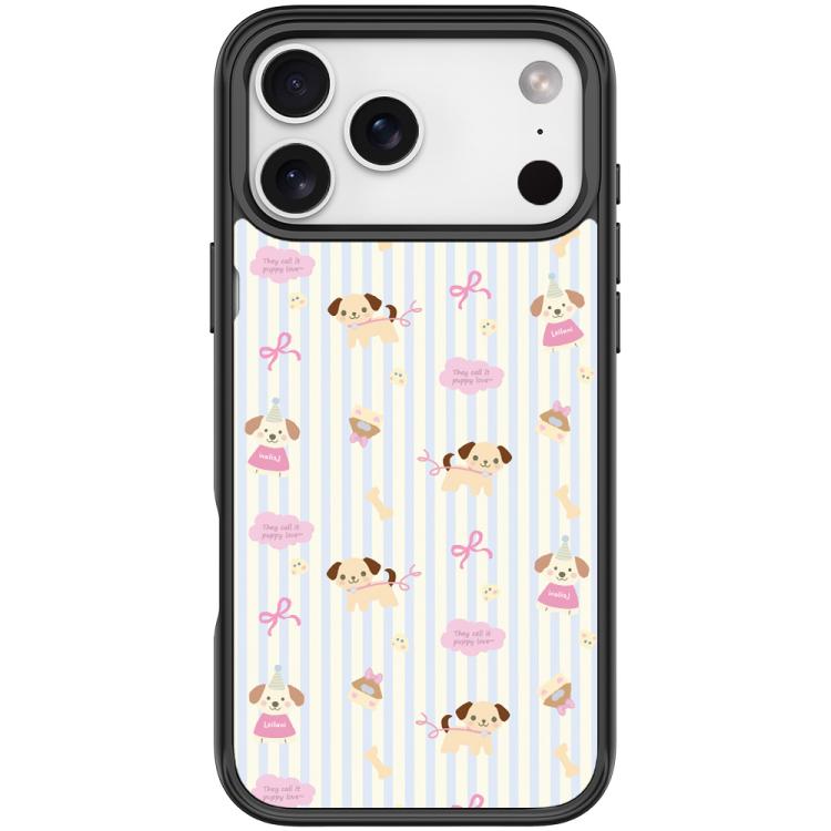 For iPhone 17 Pro Max Vertical Stripes Dog Pattern Magnetic Phone Case(Black)