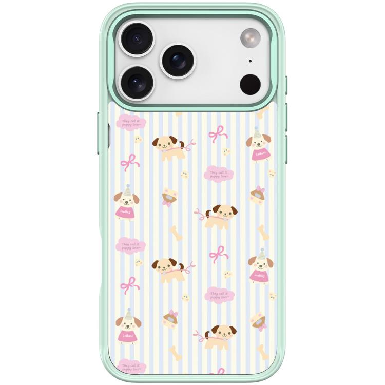 For iPhone 17 Pro Max Vertical Stripes Dog Pattern Magnetic Phone Case(Light Green)