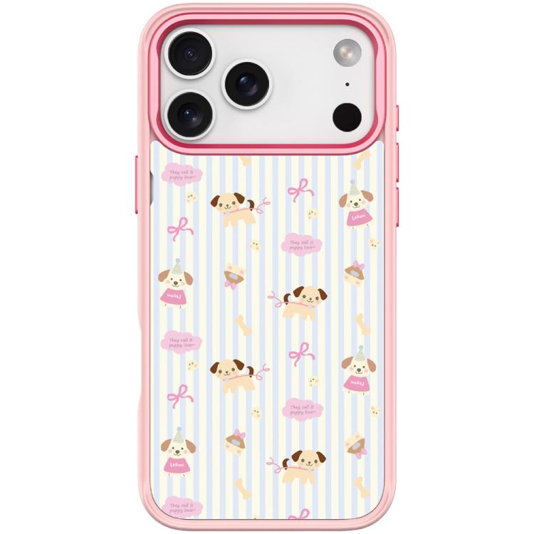 For iPhone 17 Pro Max Vertical Stripes Dog Pattern Magnetic Phone Case(Pink)