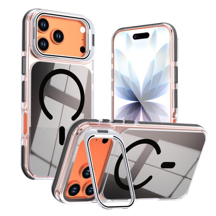 For iPhone 17 Pro Max Vibrant Chameleon Lens Kickstand Magnetic Phone Case(Black)
