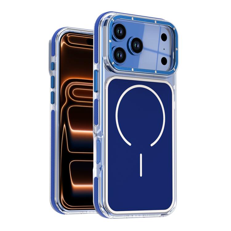 For iPhone 17 Pro Max Vibrant Dual-color TPU + Acrylic Magnetic Phone Case(Blue)
