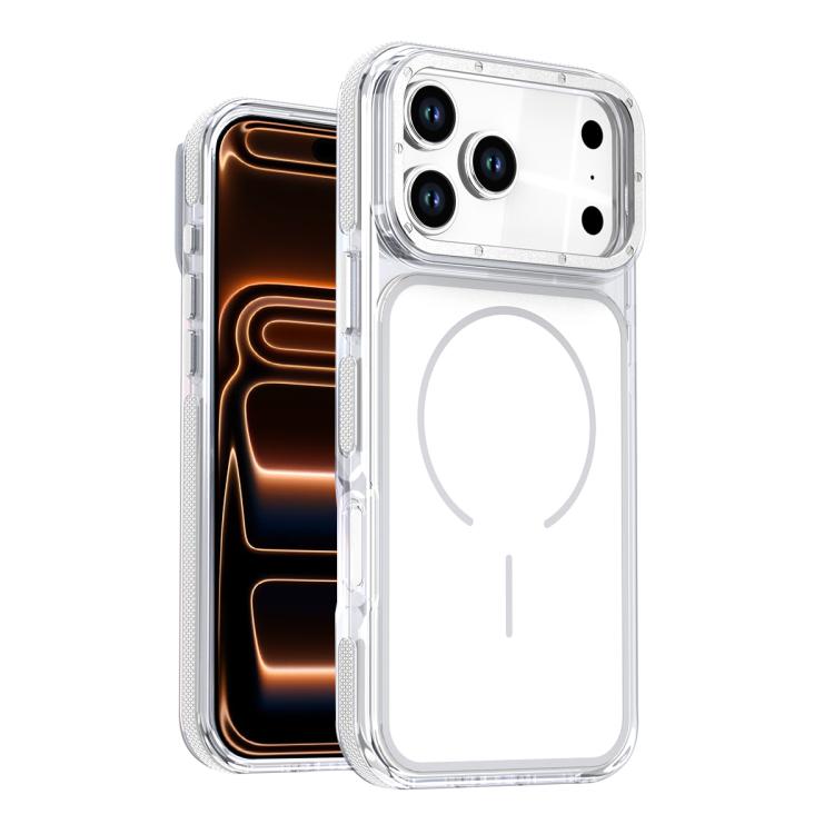 For iPhone 17 Pro Max Vibrant Dual-color TPU + Acrylic Magnetic Phone Case(White)