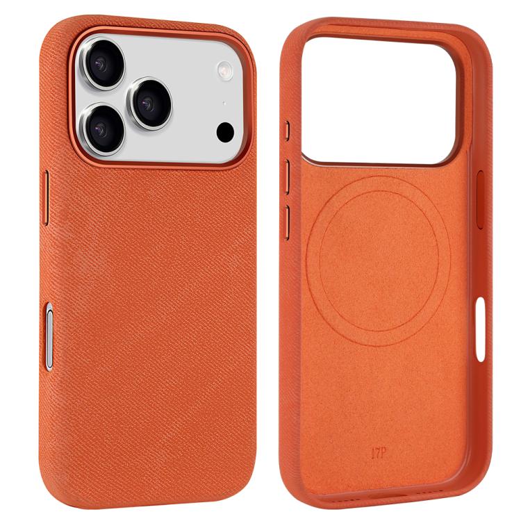 For iPhone 17 Pro Max VIETAO Retro Denim Texture PU Leather MagSafe Phone Case(Orange)