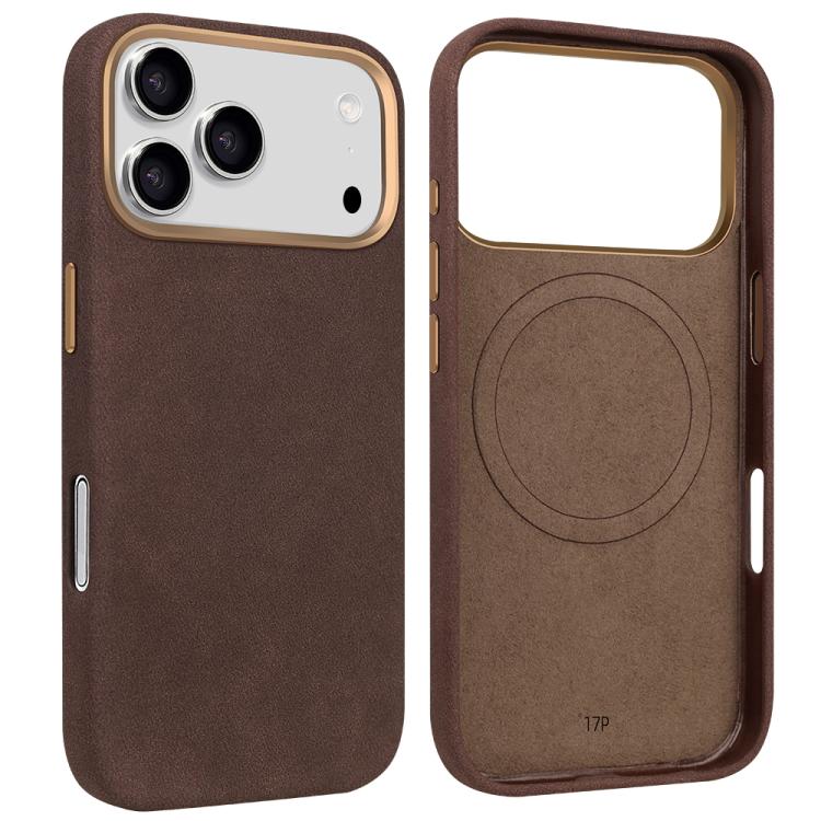 For iPhone 17 Pro Max VIETAO Suede MagSafe PU Leather Phone Case(Coffee Brown)