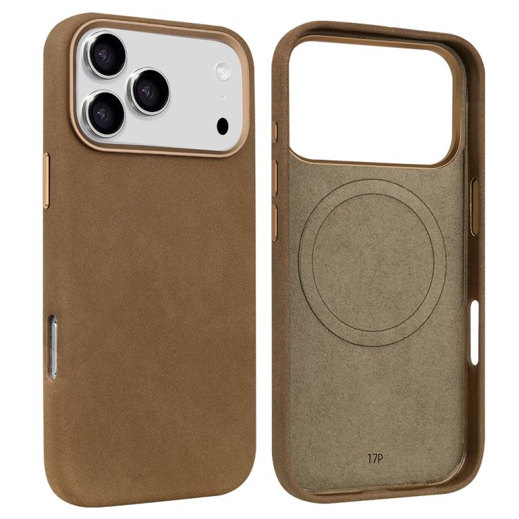 For iPhone 17 Pro Max VIETAO Suede MagSafe PU Leather Phone Case(Dark Brown)