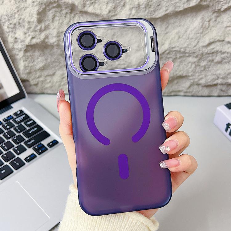 For iPhone 17 Pro Max Vitality Eagle Eye Lens Kickstand Magnetic Phone Case(Purple)