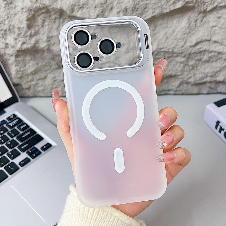 For iPhone 17 Pro Max Vitality Eagle Eye Lens Kickstand Magnetic Phone Case(White)