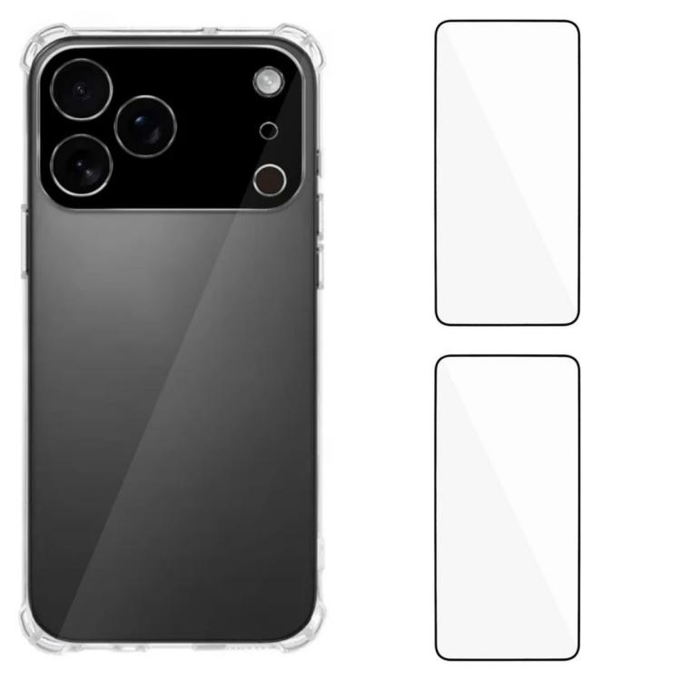 For iPhone 17 Pro Max WANLONFENG 1.5mm Airbag Corners TPU Phone Case with 2pcs Screen Films(Transparent)