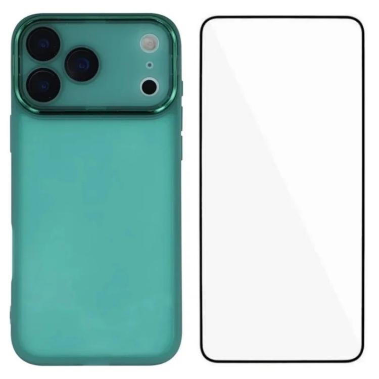For iPhone 17 Pro Max WANLONFENG Electroplated Frame Translucent TPU Phone Case with Screen Film(Green)