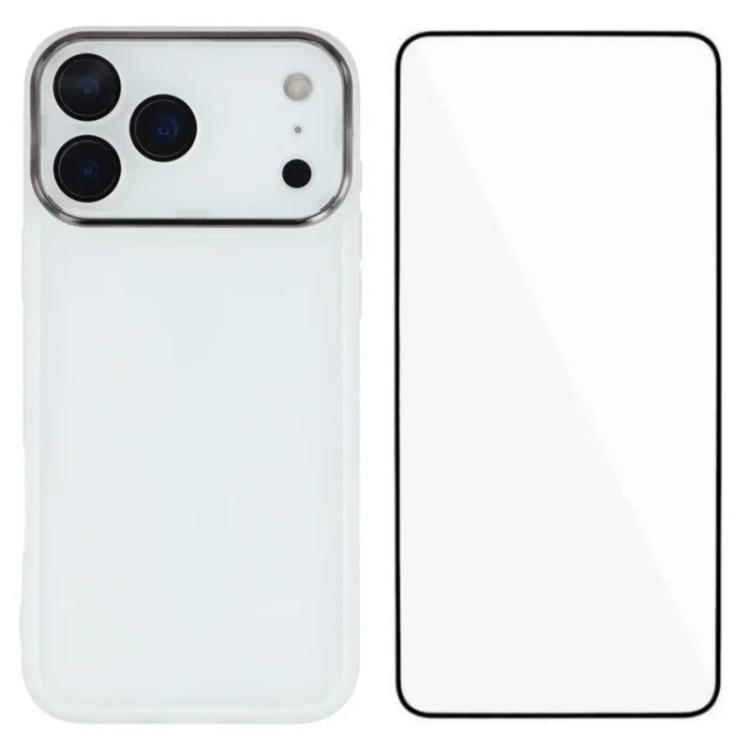 For iPhone 17 Pro Max WANLONFENG Electroplated Frame Translucent TPU Phone Case with Screen Film(White)