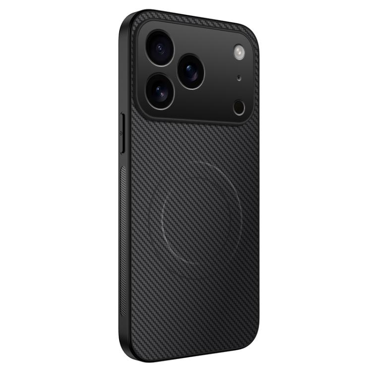 For iPhone 17 Pro Max WANLONFENG TQ Series Magnetic Carbon Fiber Texture PC Hybrid TPU Phone Case(Black)