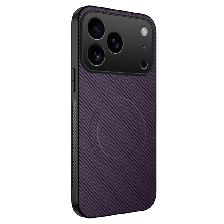 For iPhone 17 Pro Max WANLONFENG TQ Series Magnetic Carbon Fiber Texture PC Hybrid TPU Phone Case(Purple)