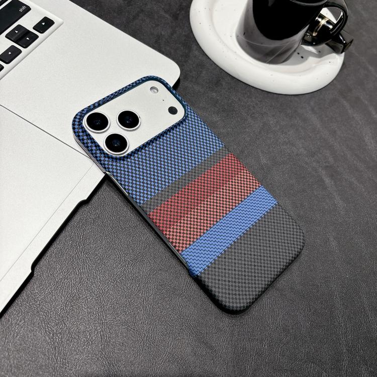 For iPhone 17 Pro Max Water Transfer Printing Double-sided Skin Feel Striped Magnetic PC Phone Case(Blue)