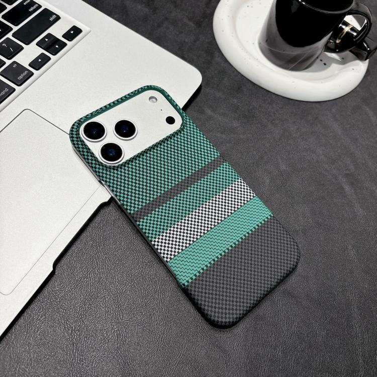 For iPhone 17 Pro Max Water Transfer Printing Double-sided Skin Feel Striped Magnetic PC Phone Case(Green)