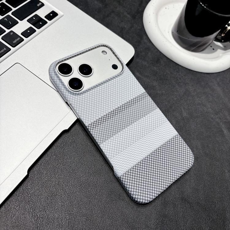 For iPhone 17 Pro Max Water Transfer Printing Double-sided Skin Feel Striped Magnetic PC Phone Case(Grey)