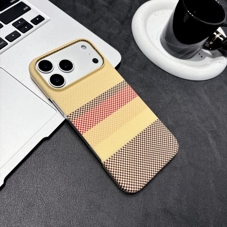 For iPhone 17 Pro Max Water Transfer Printing Double-sided Skin Feel Striped Magnetic PC Phone Case(Yellow)