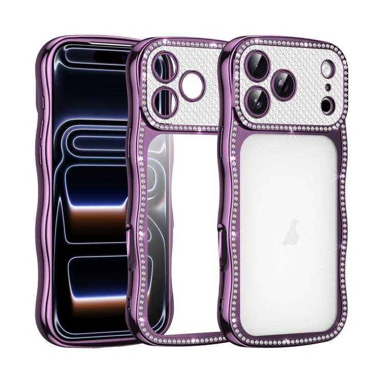 For iPhone 17 Pro Max Wave Twisting Star Diamond Shockproof Electroplate TPU Phone Case(Purple)