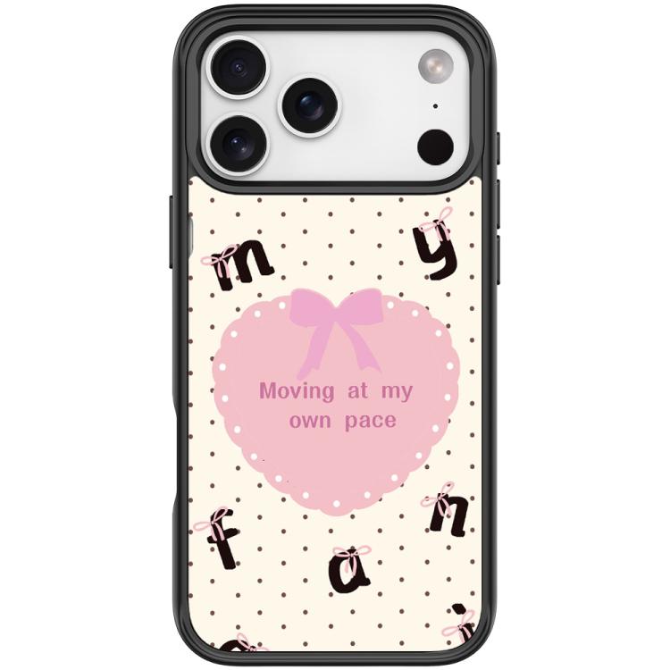 For iPhone 17 Pro Max White Heart Pattern Magnetic Phone Case(Black)