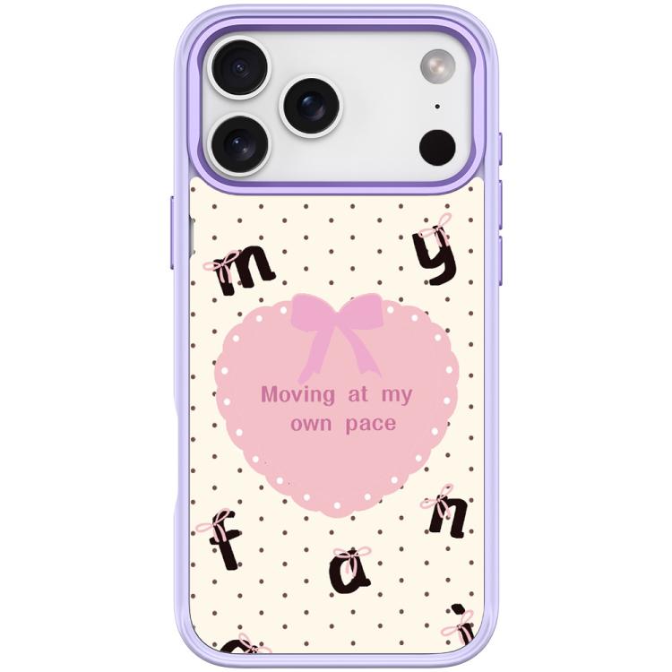For iPhone 17 Pro Max White Heart Pattern Magnetic Phone Case(Light Purple)