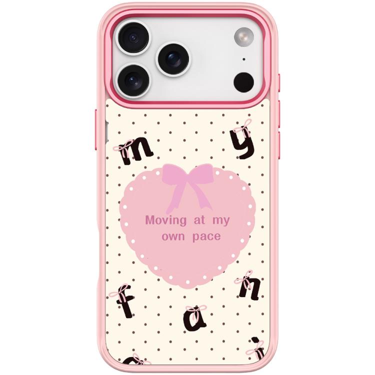 For iPhone 17 Pro Max White Heart Pattern Magnetic Phone Case(Pink)