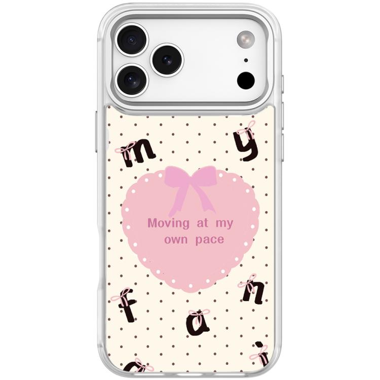 For iPhone 17 Pro Max White Heart Pattern Magnetic Phone Case(Transparent White)
