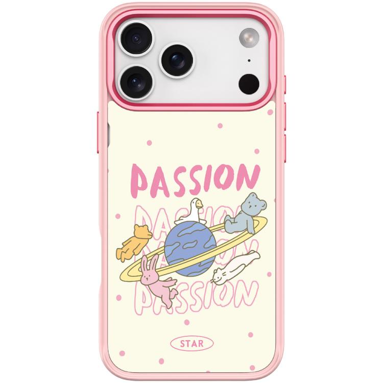 For iPhone 17 Pro Max White Planet Pattern Magnetic Phone Case(Pink)