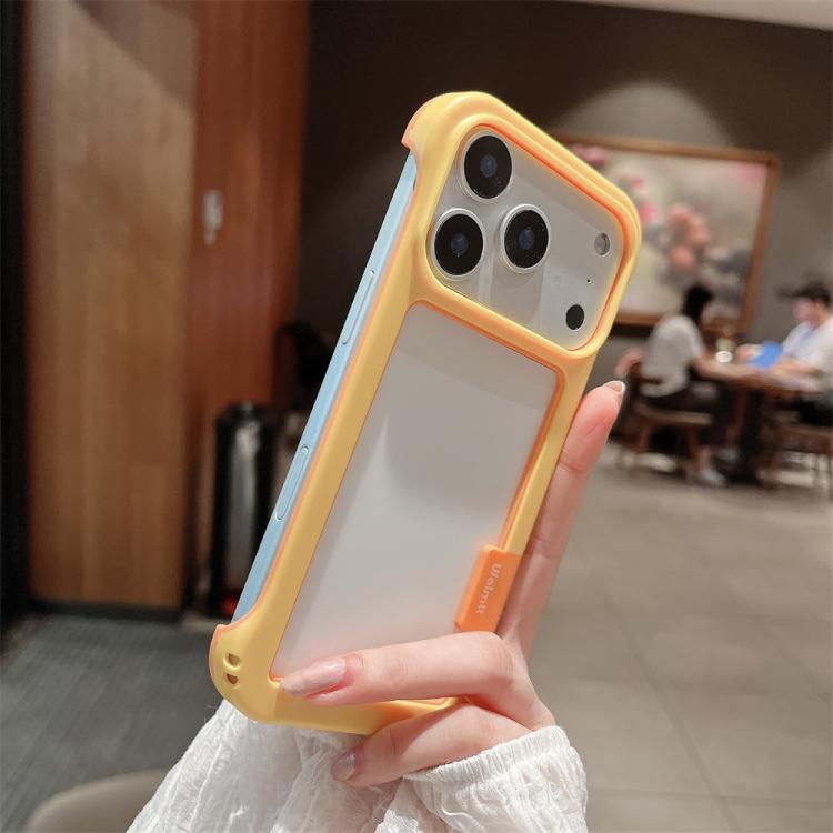 For iPhone 17 Pro Max Wolmtt Dual-color Candy Hollow Cooling Framed Phone Case(Yellow)