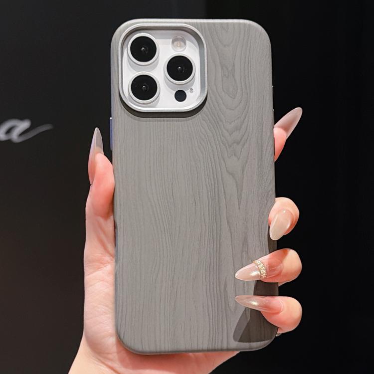 For iPhone 17 Pro Max Wood Grain Full Coverage Magnetic Phone Case(Grey)