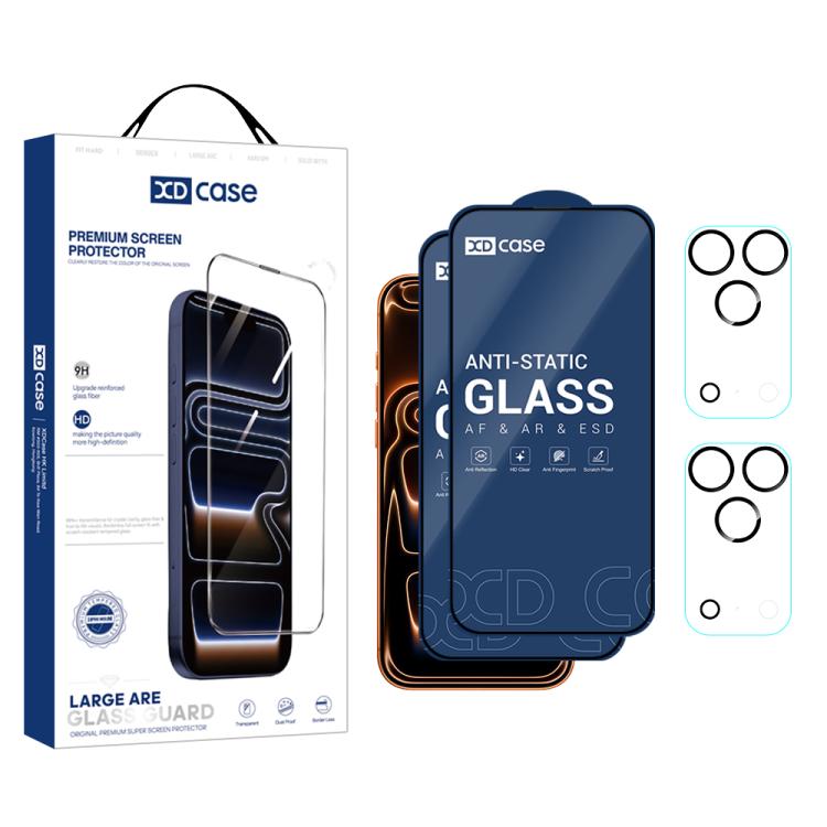 For iPhone 17 Pro Max XDcase 2 Pairs HD Tempered Glass Screen Protector + Silkscreen Lens Protector