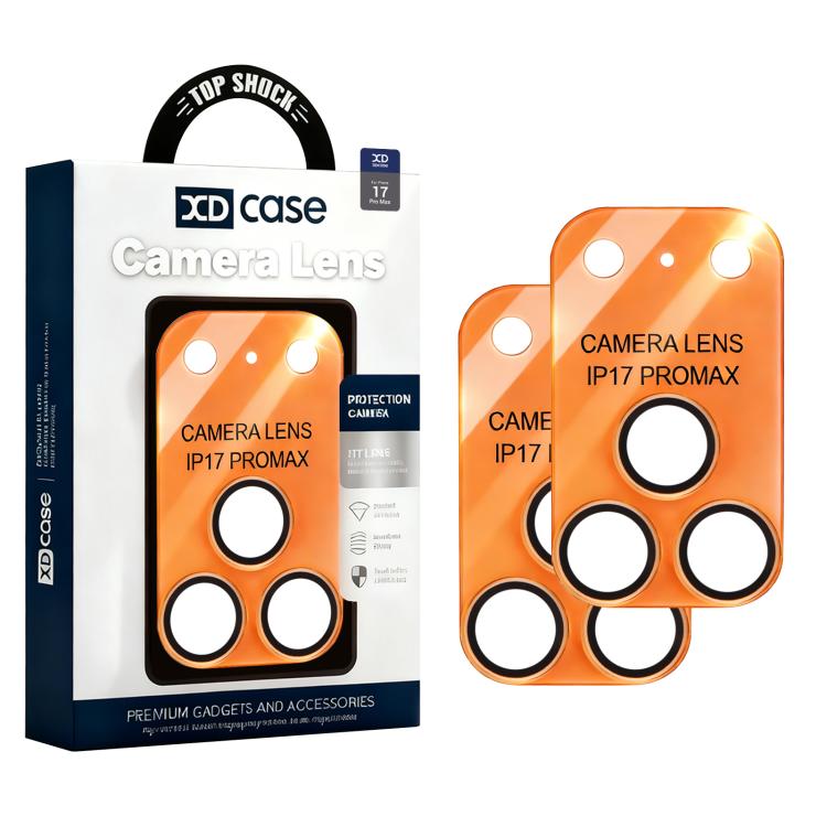 For iPhone 17 Pro Max XDcase 2pcs Integrated Translucent Frosted Acrylic Camera Lens Protector(Orange)