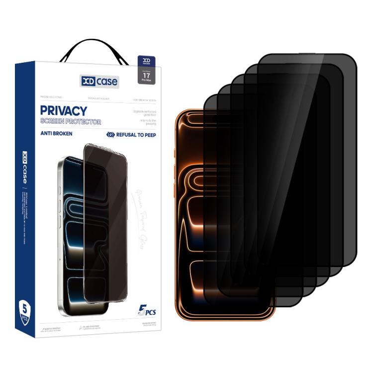 For iPhone 17 Pro Max XDcase 5pcs / Pack Silk Screen Printed Anti-Peep Tempered Glass Screen Protector